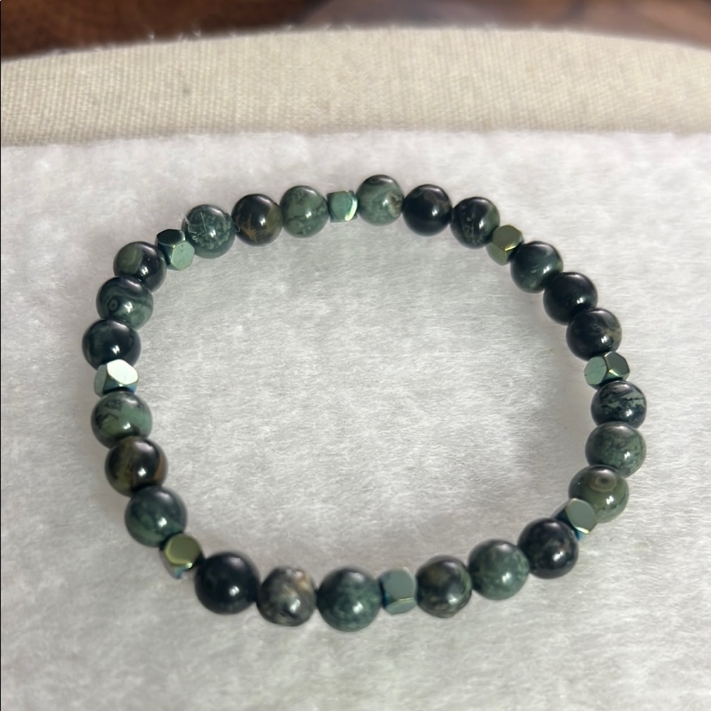 Green Moss Agate Stretch Bracelet
